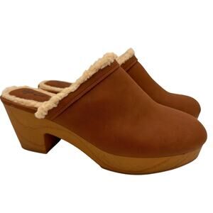 Style & Co Faux Leather Brown Sherpa Lined Slip On Clogs Size 11